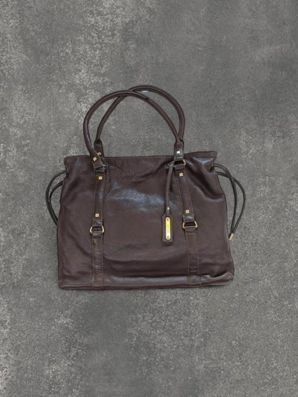 Vintage Dark Brown Leather Tote Bag - Classic Carryall